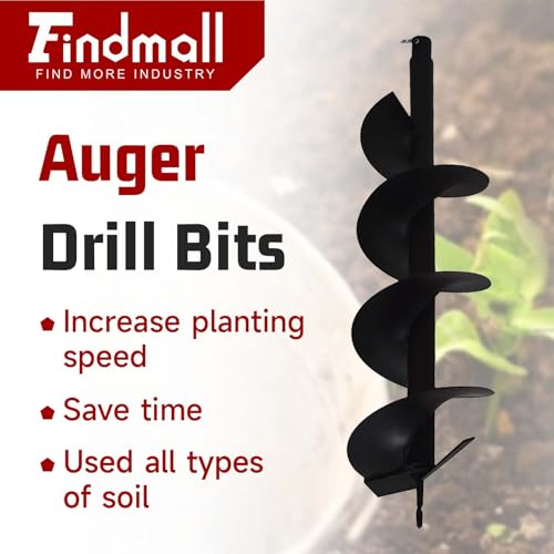 findmall Earth Auger Drill Bits 4" 6" 8" 10" 12" for gaseous Powered Post Fence Hole Digger (8inch) - size: 8inch
