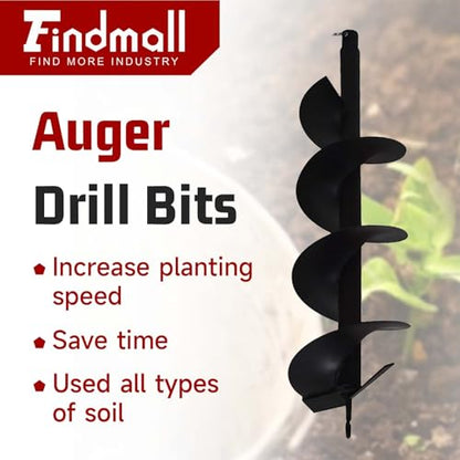 findmall Earth Auger Drill Bits 4" 6" 8" 10" 12" for gaseous Powered Post Fence Hole Digger (8inch) - size: 8inch