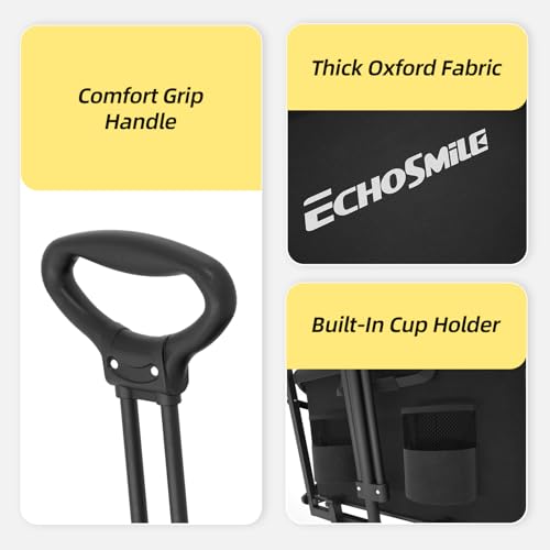 EchoSmile Wagons Carts Foldable Heavy Duty 350L Cap for Camping, Black - color: Black