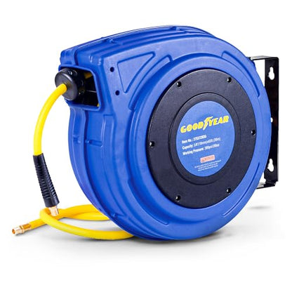 Goodyear Air Hose Reel Retractable 3/8" Inch x 65' Feet Hybrid Polymer Hose