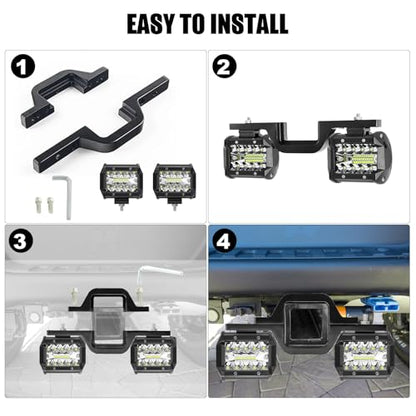 BESTZHEYU 4 Inch Hitch Backup Light with 2 Inch Towing Hitch Mount Brackets - color: White, size: 2 inch