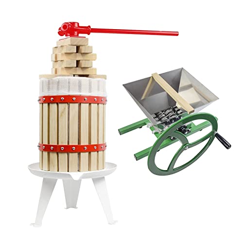 Fruit Wine Press and Crusher,100% Nature Apple&Grape&Berries Crusher Manual Juice Maker for Kitchen