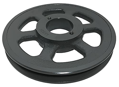 Single Groove 6.25" Cast Iron Electric Motor " H " Pulley/Sheave, Bushing Included, for 3/8" and 1/2" Top Width 3L/A/AK/4L/4LK Section V Belt, 1 Groove (7/8" Shaft / 0.875 Bore, AK64H) - size: 7/8" Shaft / 0.875 Bore