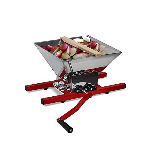 SQUEEZE master Fruit Apple Wine Classic Crusher -7 Litre/1.8Gallon Manual Grinder- Large Stainless Steel-Red - style: steel hopper+metal teeth