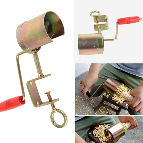 Corn Threshing Machine with Crank, Corn Threshing Machine Effective Peeling Firm Firm Wooden Handle Manual Sheller