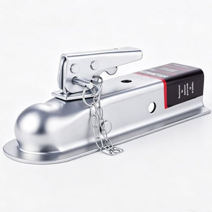 NBJINGYI Straight Trailer Coupler 2" Ball 2" Channel Width 3500 LBS - size: BALL 2", CHANNEL 2" 3500LBS with Chain