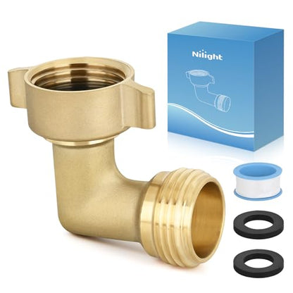 Nilight 90 Degree Hose Elbow, 3/4" Brass Water Connector for RV Camper - size: 90 Degree Hose Elbow