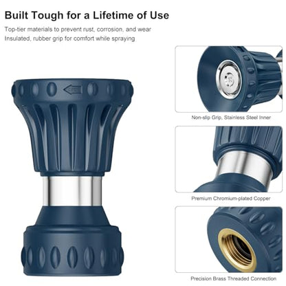FANHAO Fireman Style Water Hose Nozzle, High Pressure Adjustable Sprayer - color: Dark Blue