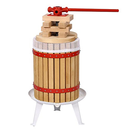 4.75 Gallon Fruit Wine Press, Apple&Grape&Berries Crusher Manual Juice Maker for Kitchen, Solid Wood Basket with 8 Blocks Heavy Duty Cider Wine Making Press
