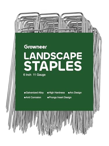 GROWNEER GROWNEER 100 Pack Landscape Staples 6 inch 11 Gauge Yard Stakes - size: 6 Inch