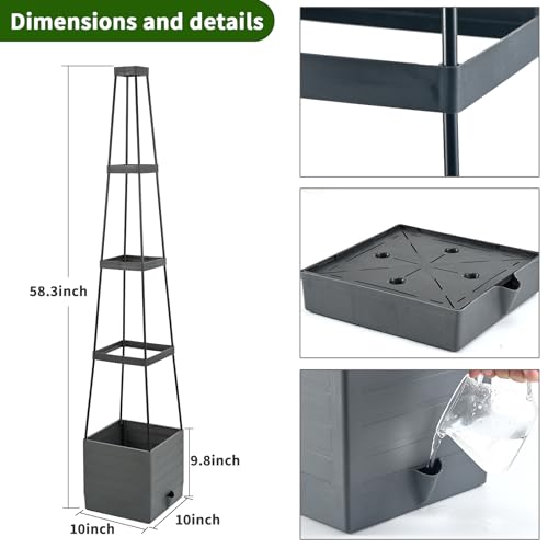 2 Pack Raised Garden Bed, Planter Boxes with Trellis 58.3'' Tomato Planters for Climbing Vine Vegetables Flowers Plants Self Watering Tomatoes Cage for Outdoor Patio Greenhouse - size: 58.3inch 2 Pack