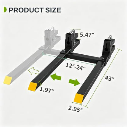 AUTOSAVER88 43" 2000lbs Clamp on Pallet Forks for Skid Steer Tractor Bucket