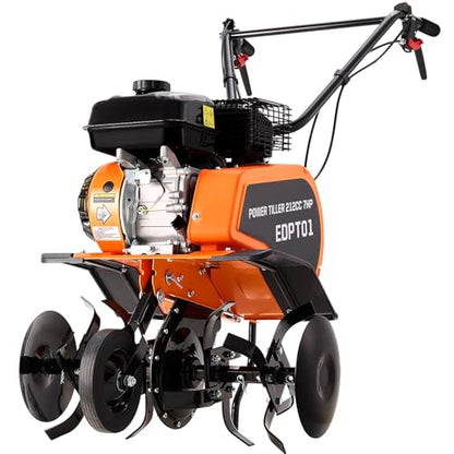 212CC Gas Tiller, Rototiller Gas Powered, 22" Adjustable Width