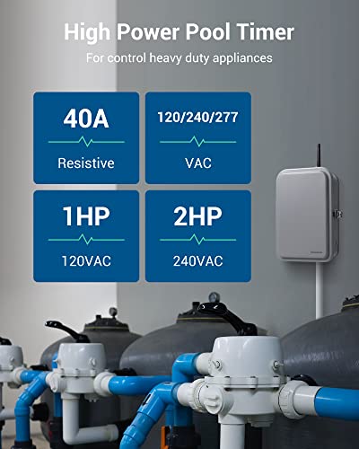 DEWENWILS Pool Pump Timer, Outdoor Smart Wi-Fi Timer Box - 40A 120-277V 2HP - style: 120-277VAC 2HP