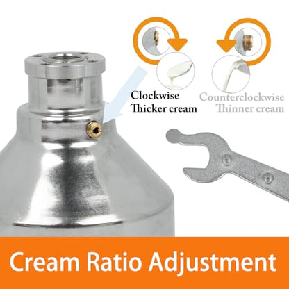 40W Electric Milk Cream Separator 60L/H High Efficiency Centrifugal Milk Skimmer 304 Stainless Steel Goat Cow Milk Separator with 5L Bowl 10500RPM for Home Dairy Farm (Round Base) - color: Round Base