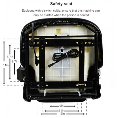 Universal Forklift Seat W/Switch, Replacement Lawn Mower Tractor Seat