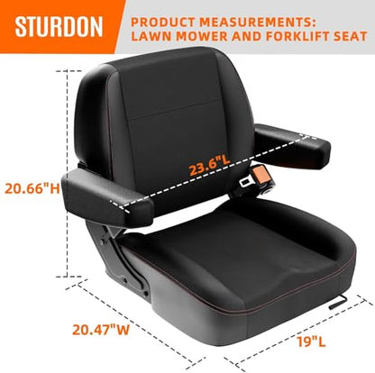 Universal Tractor Seat with Storage Bag, Lawn Mower & Forklift Seat