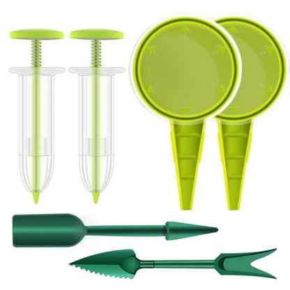Mini Seed Spreader Set,6 PCS Small Garden Seed Planter Tool,Precise Sowing Seed Dispenser for Tiny Seeds, Hand Held Manual Seed Spreader with Seedlings Dibber and Widger Set Tools for Planting