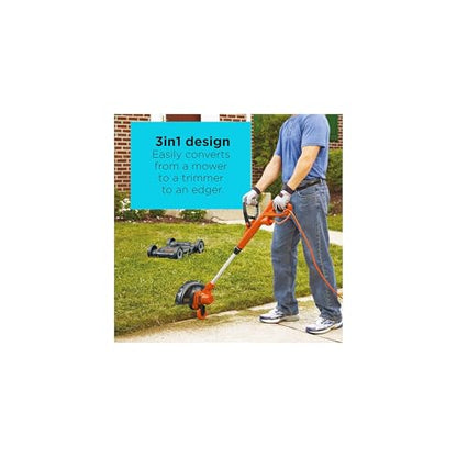 BLACK+DECKER 3-in-1 String Trimmer/Edger & Lawn Mower, 6.5-Amp, 12-Inch, Corded (MTE912)