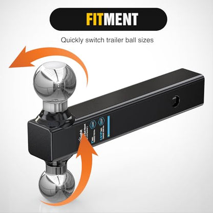 Nilight Trailer Hitch Ball Mount 2" & 2-5/16" Balls Fits 2" Receiver - color: 2" hitch 2 ball