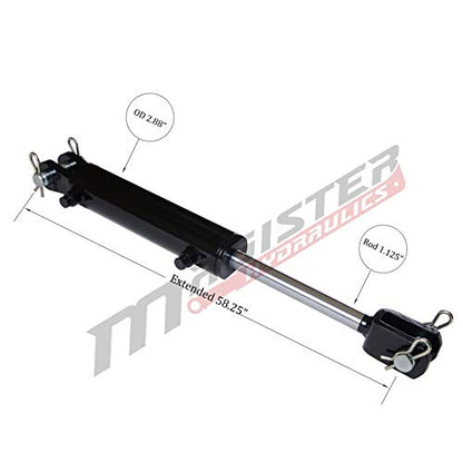 Double Acting Hydraulic Cylinder - AG Clevis Hydraulic Cylinder 2500 PSI tie-Rod Alternative 2.5" bore 24" Stroke (2.5x24) - size: 24" stroke