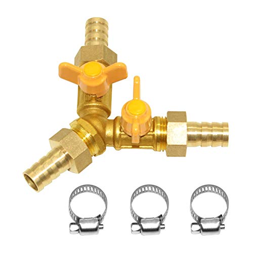 Beduan 3 Way Shut Off Ball Valve 5/8" Hose Barb 2 Switch Brass Y Shaped Valve - size: 5/8 Inch, style: Barb Detachable