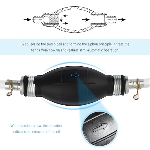 Gas Siphon Pump for Gasoline & 6.5FT Gas Siphon Hose