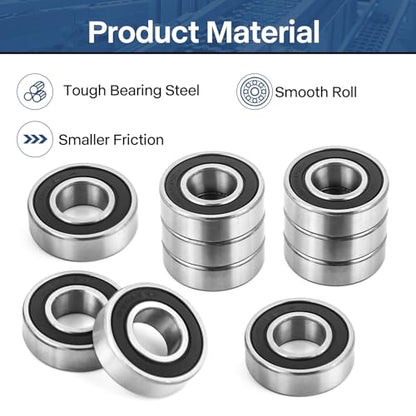 99502H-2RS Bearing 5/8x1-3/8x.433, Rubber Sealed Steel 1-Pack