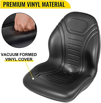 VEVOR Universal Lawn Tractor Seat Replacement, Compact High Back Mower Seat - style: 1Pc Black