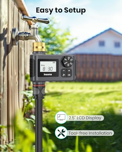 2 PCS Water Timer with Brass Inlet, Water Sprinkler Timer with Rain Delay/Manual/Automatic Drip Irrigation and Lawn Watering System for Yard - size: 1 Outlet -2 Pack