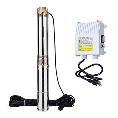 3" Deep Well Submersible Pump 110V Deep Well Pump w/Control Box,100FT Cord - size: 3"-1HP-110V + Control Box