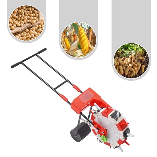 Hand Push Seeder Machine Corn Seeder Spreader Manual Seed Drill with 6 Nozzles for Garden and Vegetable Field