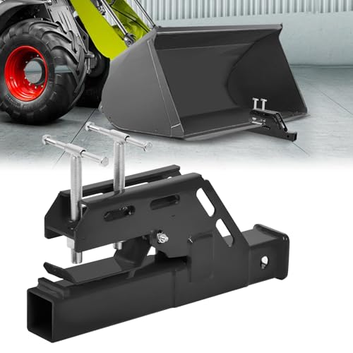 Black Clamp on Bucket Hitch 2" Ball Mount Receiver Adapter, 2025 New Upgraded Anti-Slip Black Clamp on Trailer Hitch for Kubota Tractor Bucket,Bucket Trailer Hitch Attachment