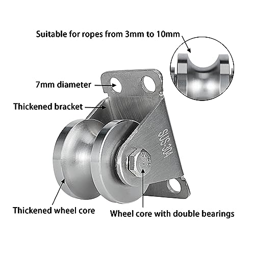 Cable Pulley Wheel Wall Mount, Duplex Bearings, Stainless Steel Rope Pulley for Pulley System, Sliding Gate, 1 Pack - size: 32mm_1 PCS
