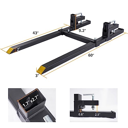 YINTATECH 60" 4000 lbs Clamp on Pallet Forks Heavy Duty Bucket Attachment - color: Black