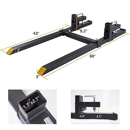 YINTATECH 60" 4000 lbs Clamp on Pallet Forks Heavy Duty Bucket Attachment - color: Black