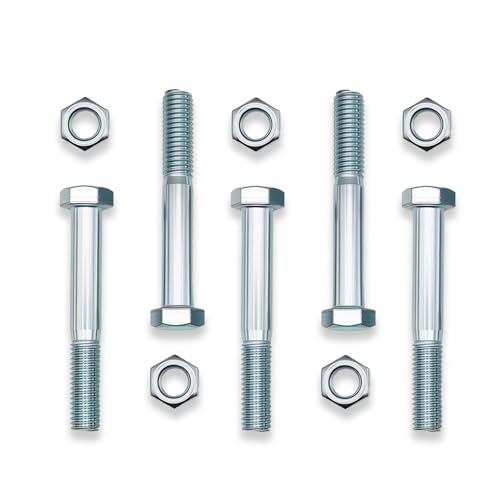 5 Pack Grade 2 Shear Bolts 1/2" x 3-1/2" Kit with Nylock Nuts,Heavy-Duty Rotary Cutter Replacement
