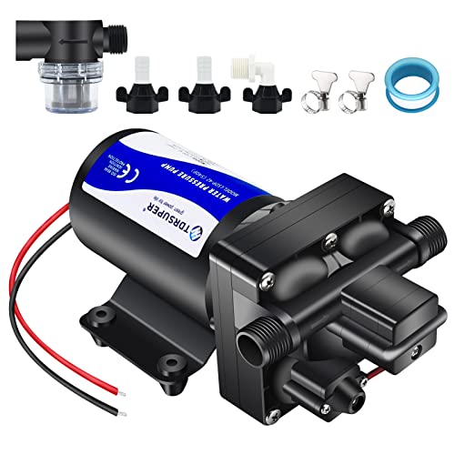 Tdrsuper Water Pressure Booster Pump, 12V DC Water Diaphragm Pump, 5GPM 70PSI with Power Plug, Self Priming RV Water Pump for Home Kitchen Bathroom RV Marine Yacht Garden Hose - style: 12V 5GPM 70PSI