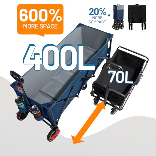 Timber Ridge 51.2'' Extended Collapsible Wagons Carts Foldable - color: Blue, size: 400L