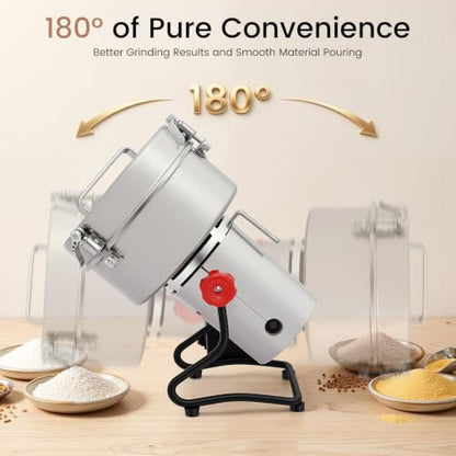 4500g Electric Grain Mill Grinder, 4100W Stainless Steel Grain Grinder, High-Speed Pulverizer Powder Flour Mill Machine for Dry Grains Spices Seeds Coffee Corn Herbs, Commercial & Home Use - size: 4500g, 4100W
