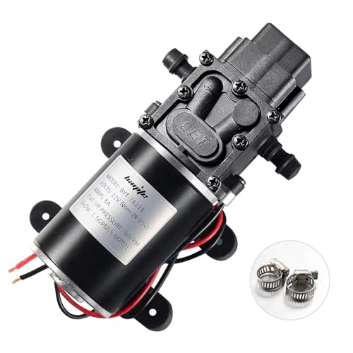 12V Diaphragm Water Pump, 1.5 GPM (5.6 L/Min) 100 PSI