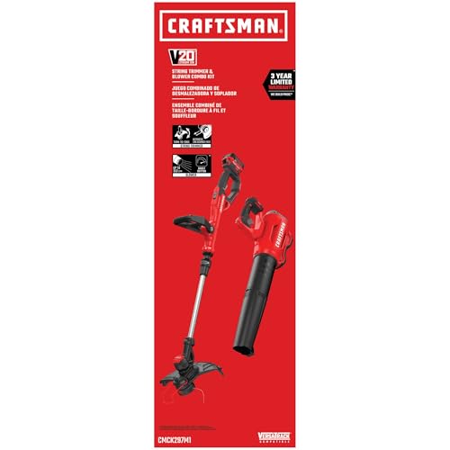 CRAFTSMAN V20 String Trimmer and Leaf Blower Combo Kit, Cordless (CMCK297M1) - style: 20V Extended Runtime Trimmer + Blower Kit