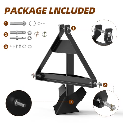 Heavy Duty Middle Buster Plow for Category 1,3-Point Quick Hitch Tractors–Durable Steel Subsoiler for Furrowing,Ditching, Potato Harvesting, Includes Furrowing Blade & 2 Plow Blades