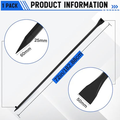 72" (6ft) Chisel Digging Bar 17Lb (7.8kg) Pencil Point Wrecking Pry Road Bar Post Hole Diggers for Digging Prying of Dirt and Large Rocks - color: Black, size: 72 Inch, style: Pencil Point