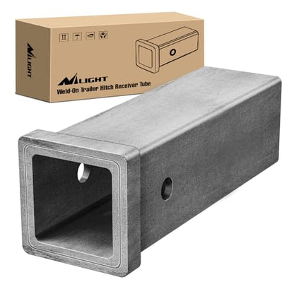Nilight Hitch Adapter 2.5" x 10" Combo Bar Trailer Receiver Tube | Weld-on Raw Steel Hitch Bar Heavy Duty Unpainted Steel Receiver Extension - color: 2.5" x 10" Receiver Steel