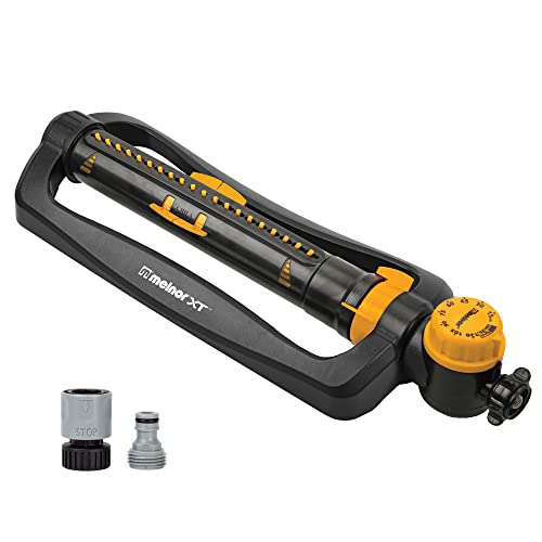 Melnor 65133AMZ XT Turbo Oscillating Sprinkler W/Timer, 4,000 sq. ft., Quick Connect Bundle, 2-Way Adjustable, Black, Yellow - size: 2-Way Adjustable, style: With Timer