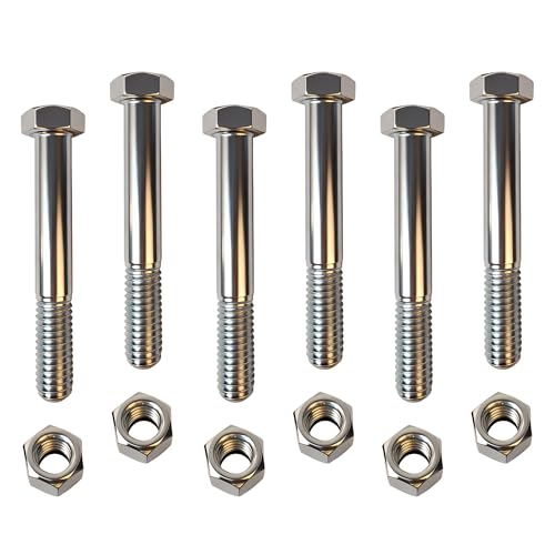 Grade 5 Shear Bolts with Nylock Nuts for Rotary Cutter,Tractor Gearbox - 6 Pack (Grade 5:1/2" X 3-1/2")