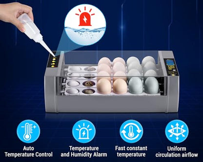 Gpeng Egg Incubator, 24 Eggs Incubator with Digital Display, Auto Egg-Turning, Auto Temperature Control, for Hatching Chicken Goose Pigeon Quail Duck