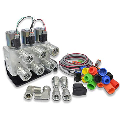 Summit Hydraulics Hydraulic Multiplier Kit, 3 Circuit Selector Valve w/Couplers and Panel Switch