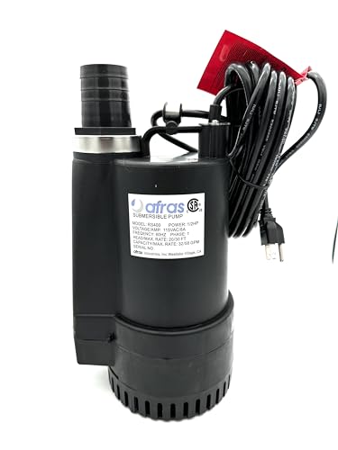 Afras Manual Submersible High Efficiency Water Pump 1/2HP 3500GPH. Thermoplastic Submersible Water Pump with 21-Foot Cord for Pool Tub Garden Pond Draining and More.